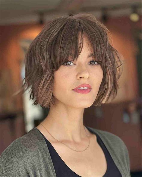 bob with layered fringe|one length bob with fringe.